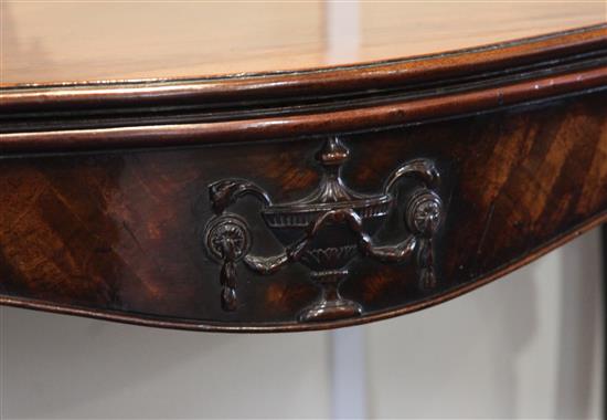 A fine pair of George III French Hepplewhite mahogany card tables, W.3ft 1in. D.1ft 6in. H.2ft 4.5in.